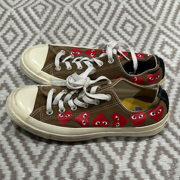 Converse Comme des Garçons x Pro Low PLAY Brown Hearts Women’s Size 9 / Men’s 7 - Picture 2 of 6